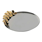 Elysian - Đĩa Trái Cây Khay Tròn Platinum Olive Branch Disk D28-KHAY TRANG TRÍ-Đối tác tại Trung Quốc theo từng đơn đặt hàng-CẬU HAI HOME DECOR