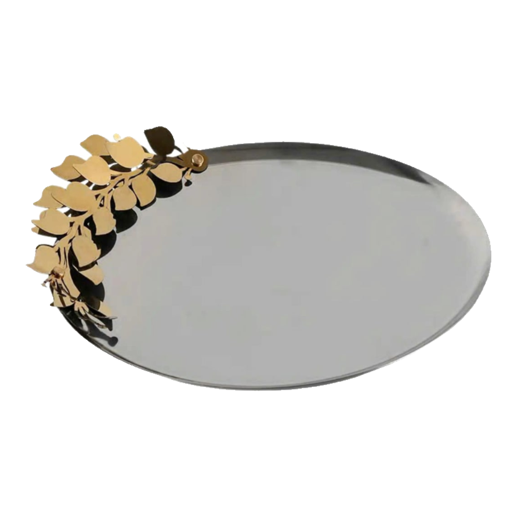 Elysian - Đĩa Trái Cây Khay Tròn Platinum Olive Branch Disk D28