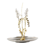 Elysian - Khay Tròn Đĩa Trái Cây Platinum Métallique Golden Eucalyptus Branch D30-KHAY TRANG TRÍ-Đối tác tại Trung Quốc theo từng đơn đặt hàng-CẬU HAI HOME DECOR