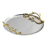 Elysian Couture - Khay Tròn Đĩa Trái Cây Platinum Branche D’Olivier Ronde D28-KHAY TRANG TRÍ-Đối tác tại Trung Quốc theo từng đơn đặt hàng-CẬU HAI HOME DECOR