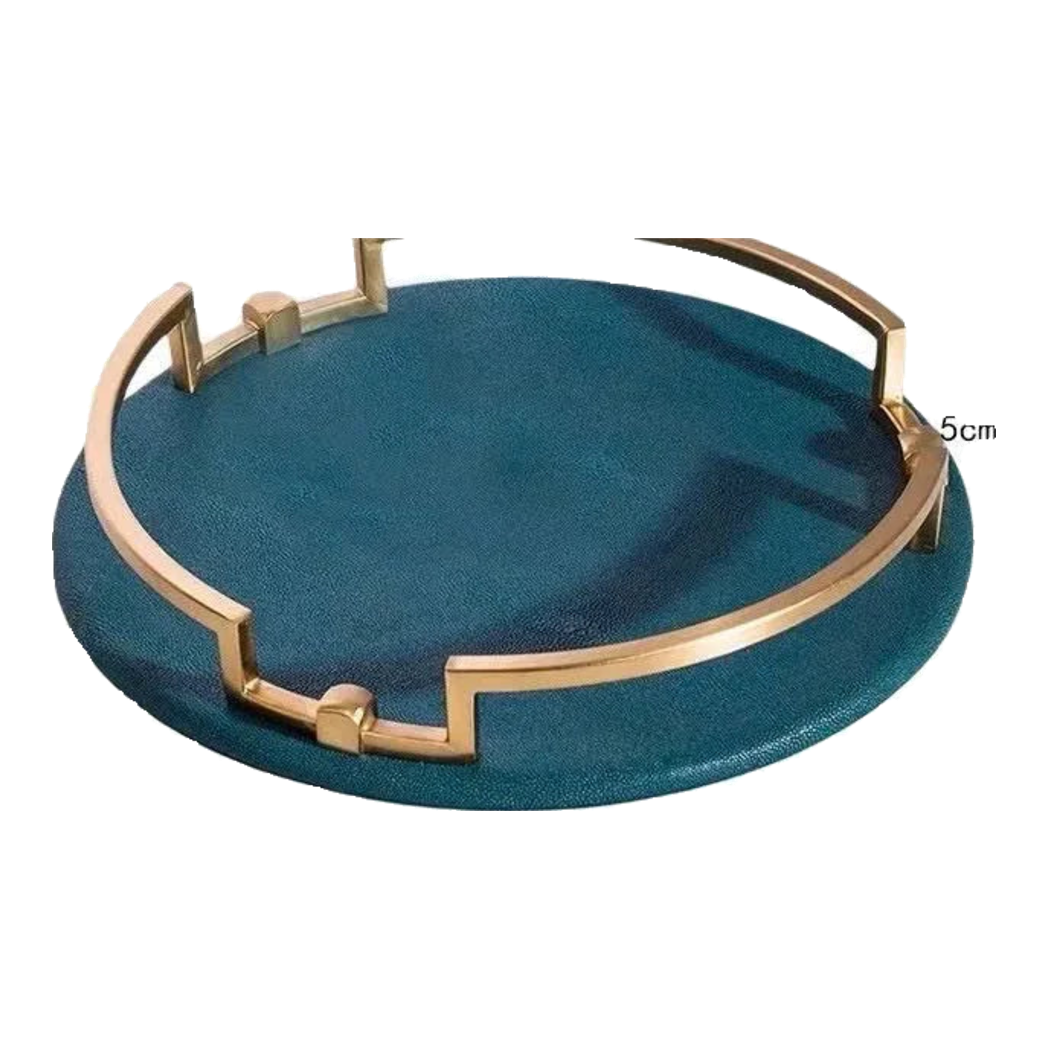 Maison Couture - Lux Leather Round Tray Emerald Oracle D35