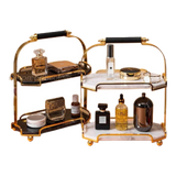 Haute Folie - Khay Kệ Bàn Trang Điểm 2 Tầng Đá Marble Trắng - Manor Tiered Organizers 30x37-KHAY TRANG TRÍ-Đối tác tại Trung Quốc theo từng đơn đặt hàng-CẬU HAI HOME DECOR