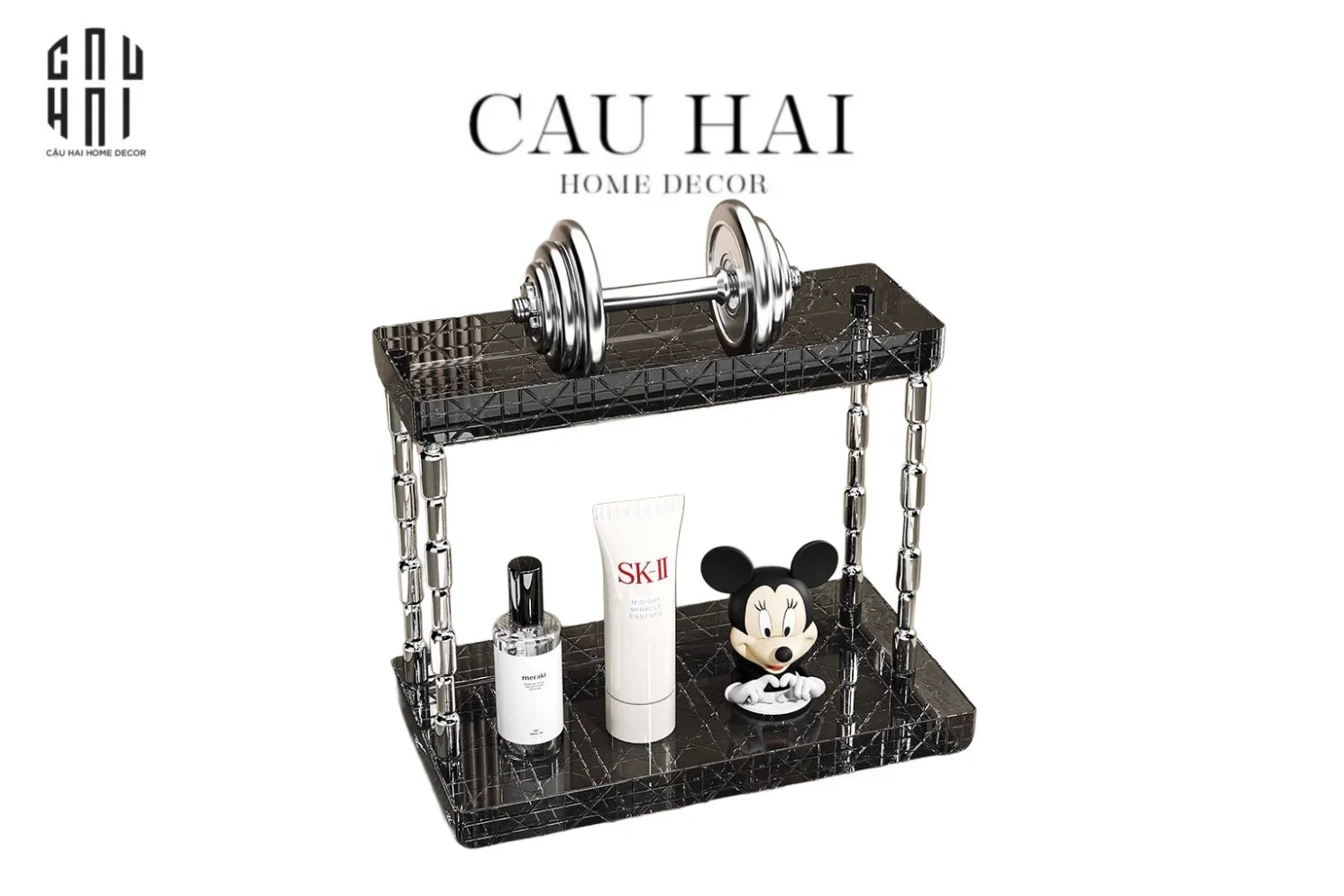 Kệ 2 Tầng Acrylic Runway Module Black Cannage-KỆ TRANG TRÍ-CẬU HAI HOME DECOR