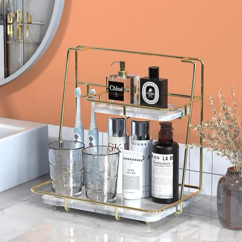 Kệ 2 Tầng Đá Marble Trắng Roosevelt Mansion 21x32x32-KỆ TRANG TRÍ-CẬU HAI HOME DECOR