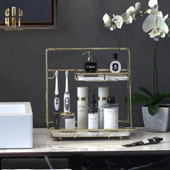 Kệ 2 Tầng Đá Marble Trắng Roosevelt Mansion 21x32x32-KỆ TRANG TRÍ-CẬU HAI HOME DECOR