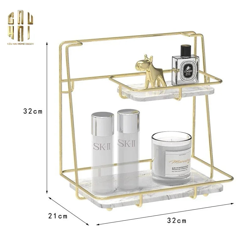 Kệ 2 Tầng Đá Marble Trắng Roosevelt Mansion 21x32x32-KỆ TRANG TRÍ-CẬU HAI HOME DECOR