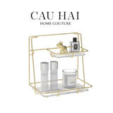 Kệ 2 Tầng Đá Marble Trắng Roosevelt Mansion 21x32x32-KỆ TRANG TRÍ-CẬU HAI HOME DECOR