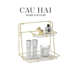 Kệ 2 Tầng Đá Marble Trắng Roosevelt Mansion 21x32x32-KỆ TRANG TRÍ-CẬU HAI HOME DECOR