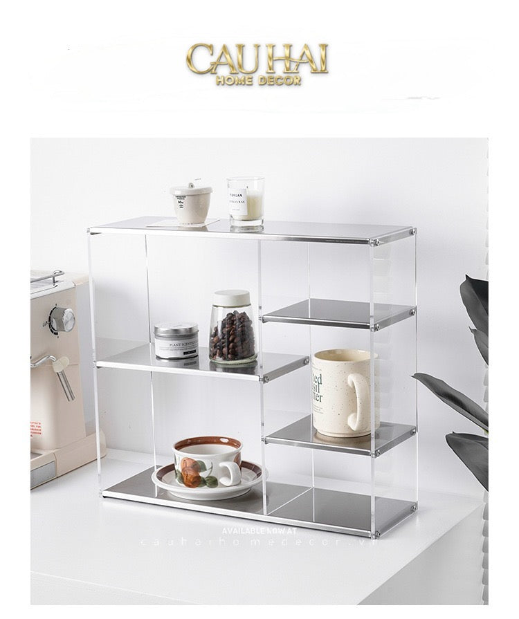 Kệ 3.5 Tầng Acrylic Bậc Thang Metal Velvet Ladder Shelf Tiered Organizer 42x13.9x38.1-KỆ TRANG TRÍ-CẬU HAI HOME DECOR-CẬU HAI HOME DECOR