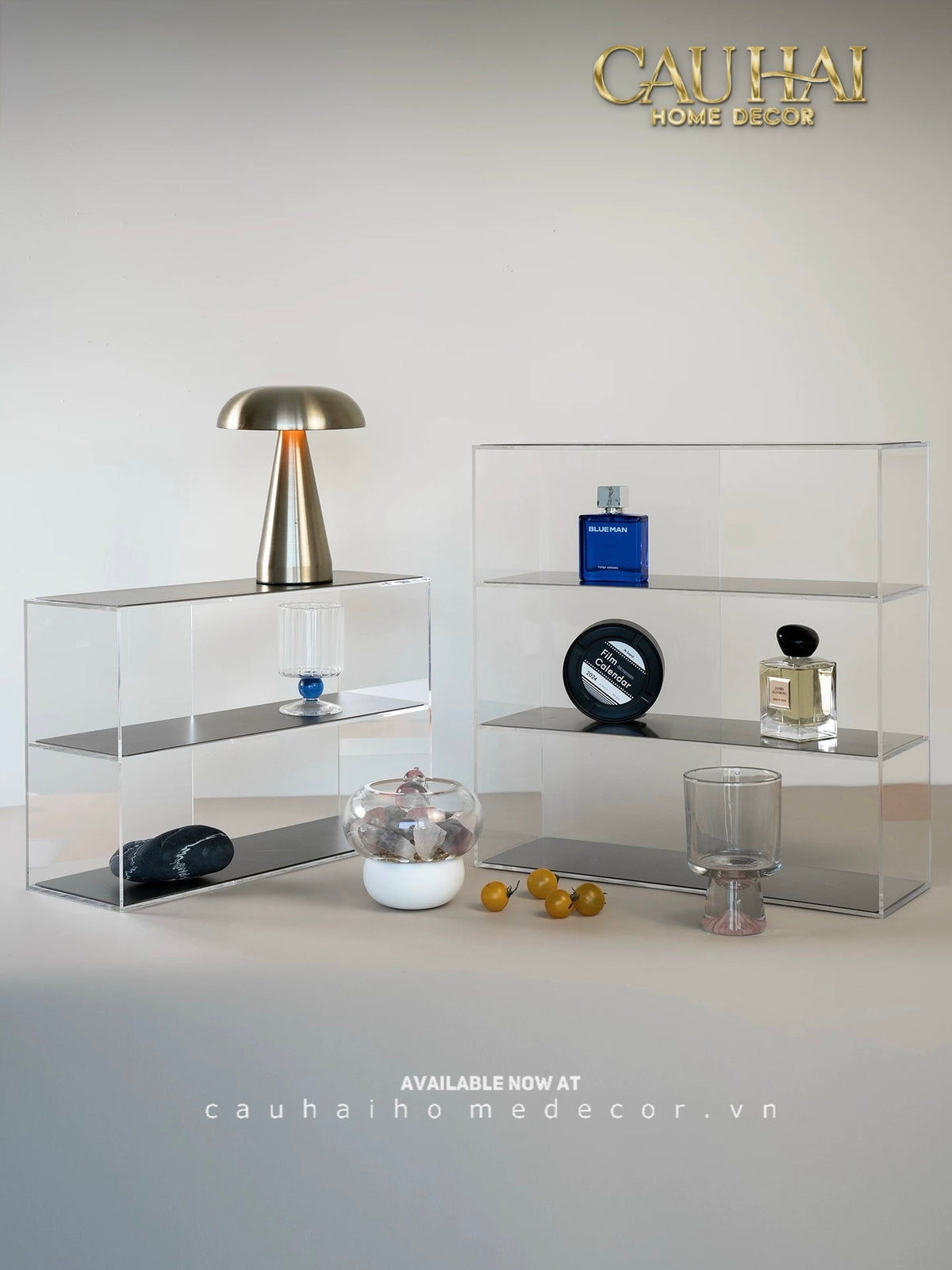 Kệ Acrylic 4 Tầng Metal Velvet Shelf Tiered Organizer 38x13.6x43-KỆ TRANG TRÍ-CẬU HAI HOME DECOR-CẬU HAI HOME DECOR