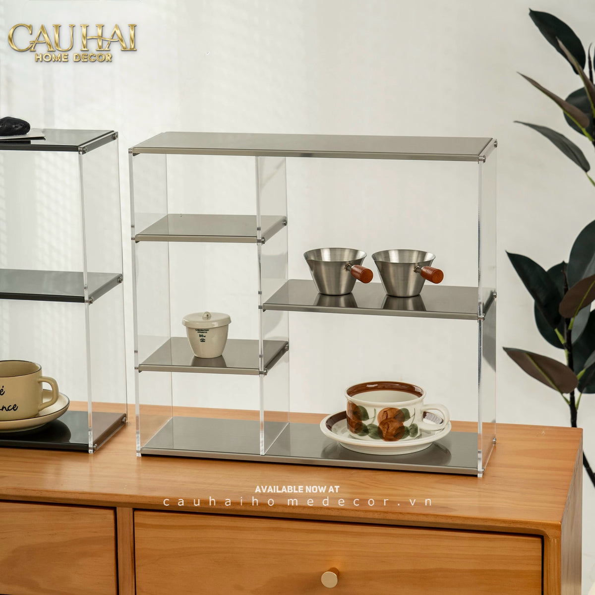 Kệ Acrylic 4 Tầng Metal Velvet Shelf Tiered Organizer 38x13.6x43-KỆ TRANG TRÍ-CẬU HAI HOME DECOR-CẬU HAI HOME DECOR