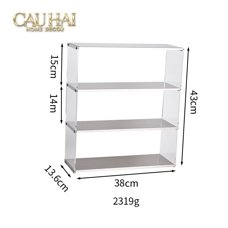 Kệ Acrylic 4 Tầng Metal Velvet Shelf Tiered Organizer 38x13.6x43-KỆ TRANG TRÍ-CẬU HAI HOME DECOR-CẬU HAI HOME DECOR