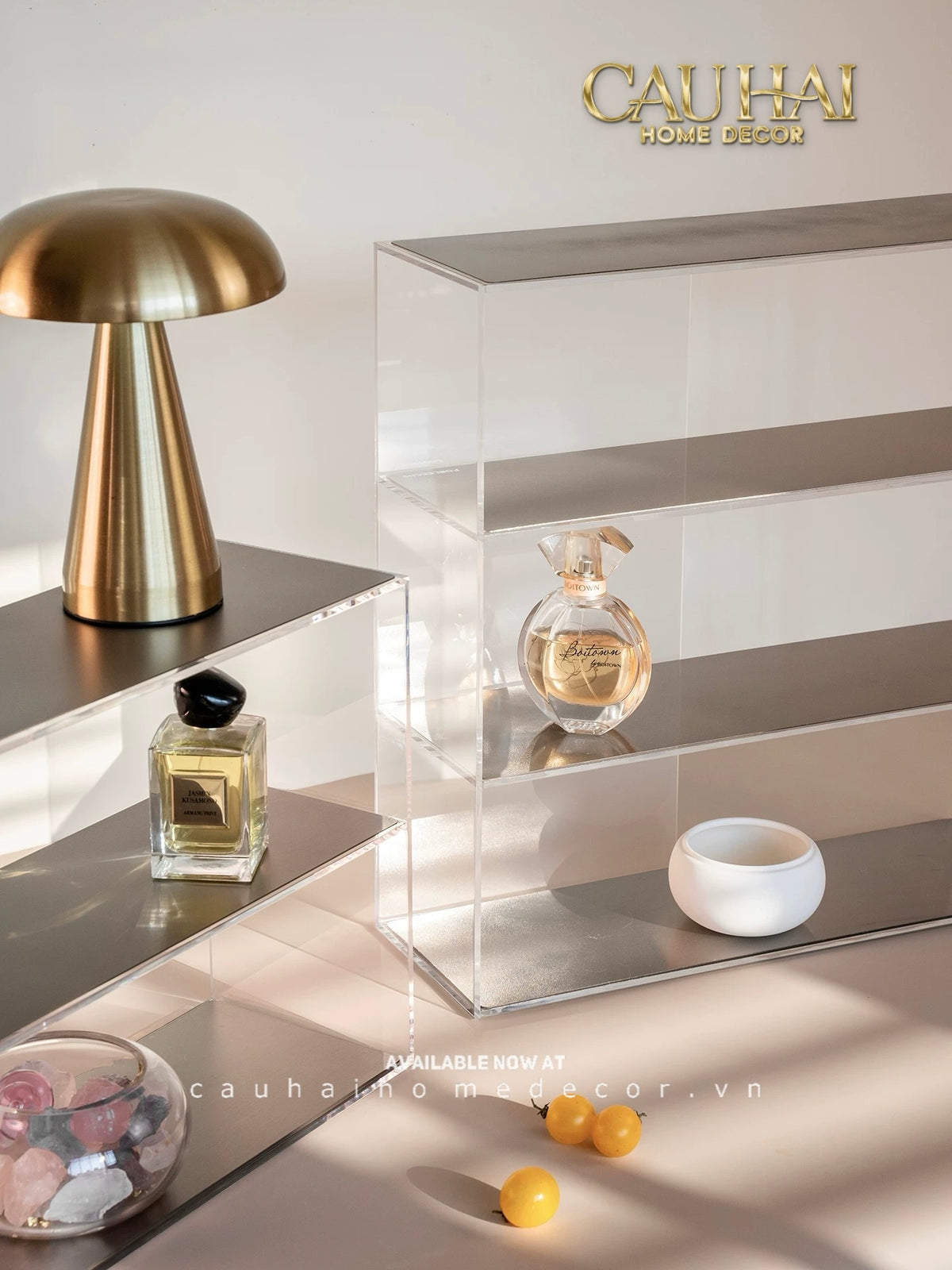 Kệ Acrylic 4 Tầng Metal Velvet Shelf Tiered Organizer 38x13.6x43-KỆ TRANG TRÍ-CẬU HAI HOME DECOR-CẬU HAI HOME DECOR