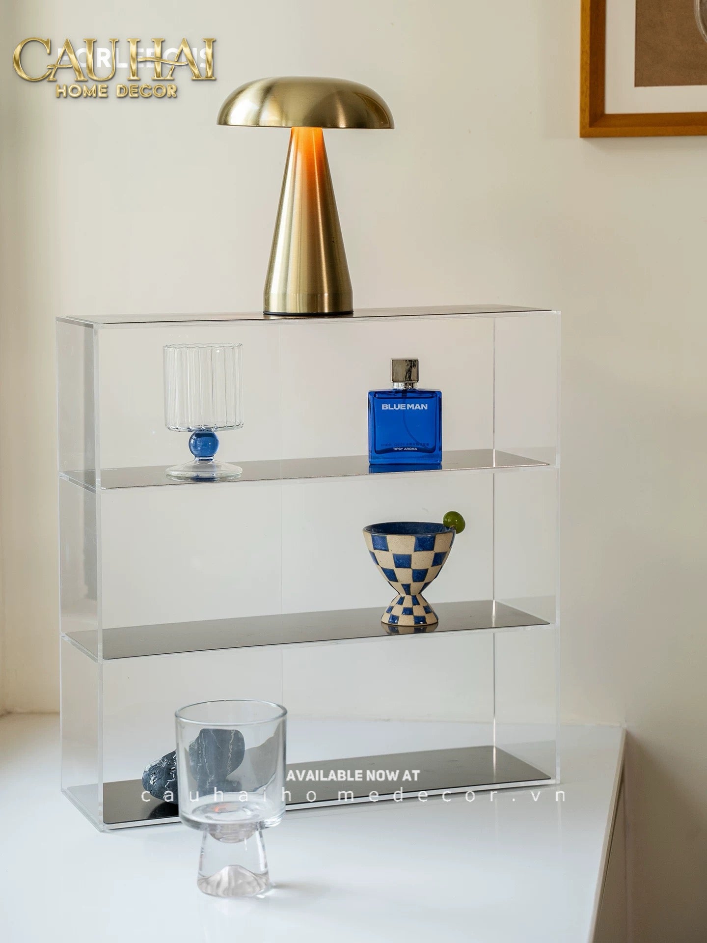 Kệ Acrylic 4 Tầng Metal Velvet Shelf Tiered Organizer 38x13.6x43-CẬU HAI HOME DECOR
