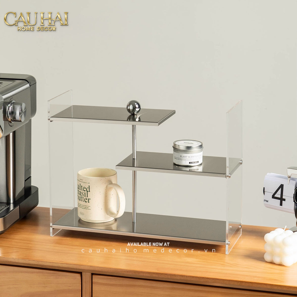 Kệ Acrylic 4 Tầng Metal Velvet Shelf Tiered Organizer 38x13.6x43-KỆ TRANG TRÍ-CẬU HAI HOME DECOR-CẬU HAI HOME DECOR