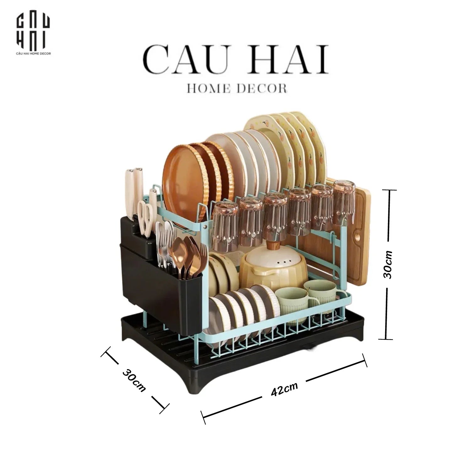 Kệ Chén Dĩa - Mint-SET CHÉN DĨA-CẬU HAI HOME DECOR