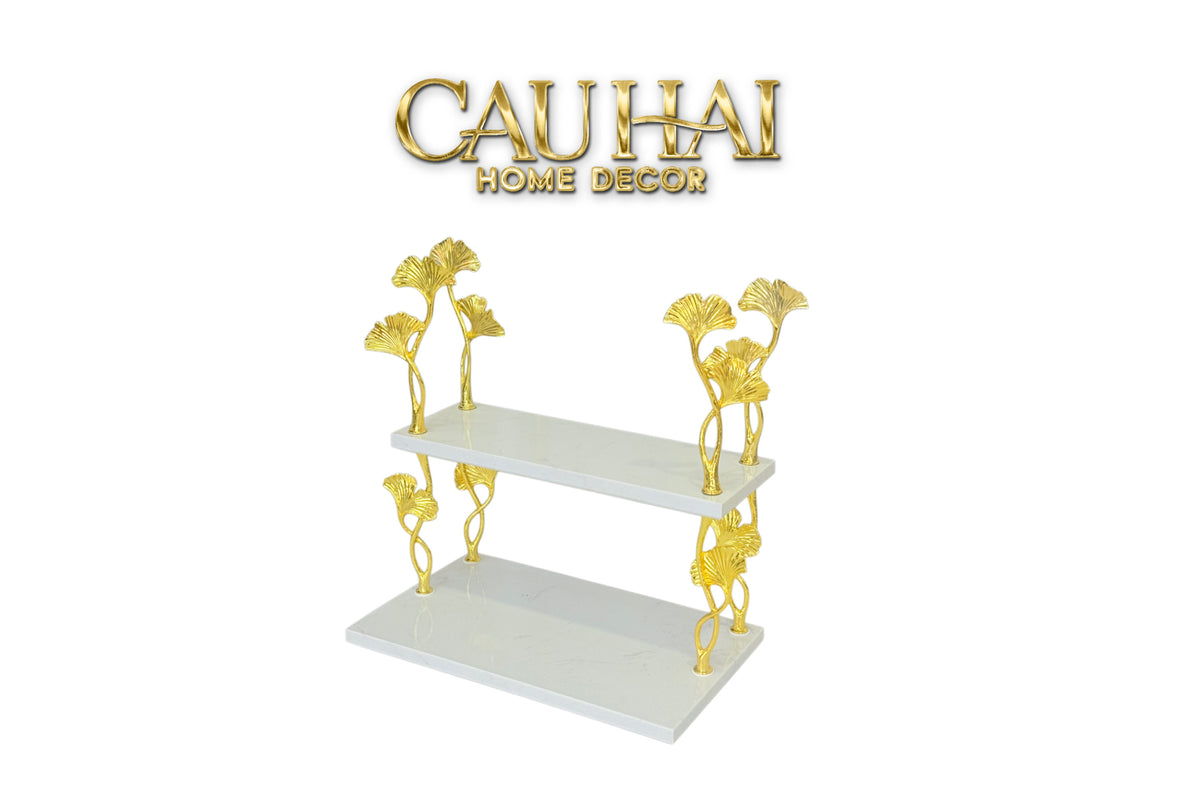 Kệ Đá Marble 2 Tầng Ginkgo Atelier D’Or-CẬU HAI HOME DECOR-CẬU HAI HOME DECOR
