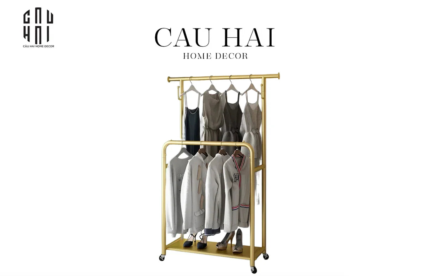 Kệ Treo Quần Áo Nano Gold - 100/170-KỆ TRANG TRÍ-CẬU HAI HOME DECOR