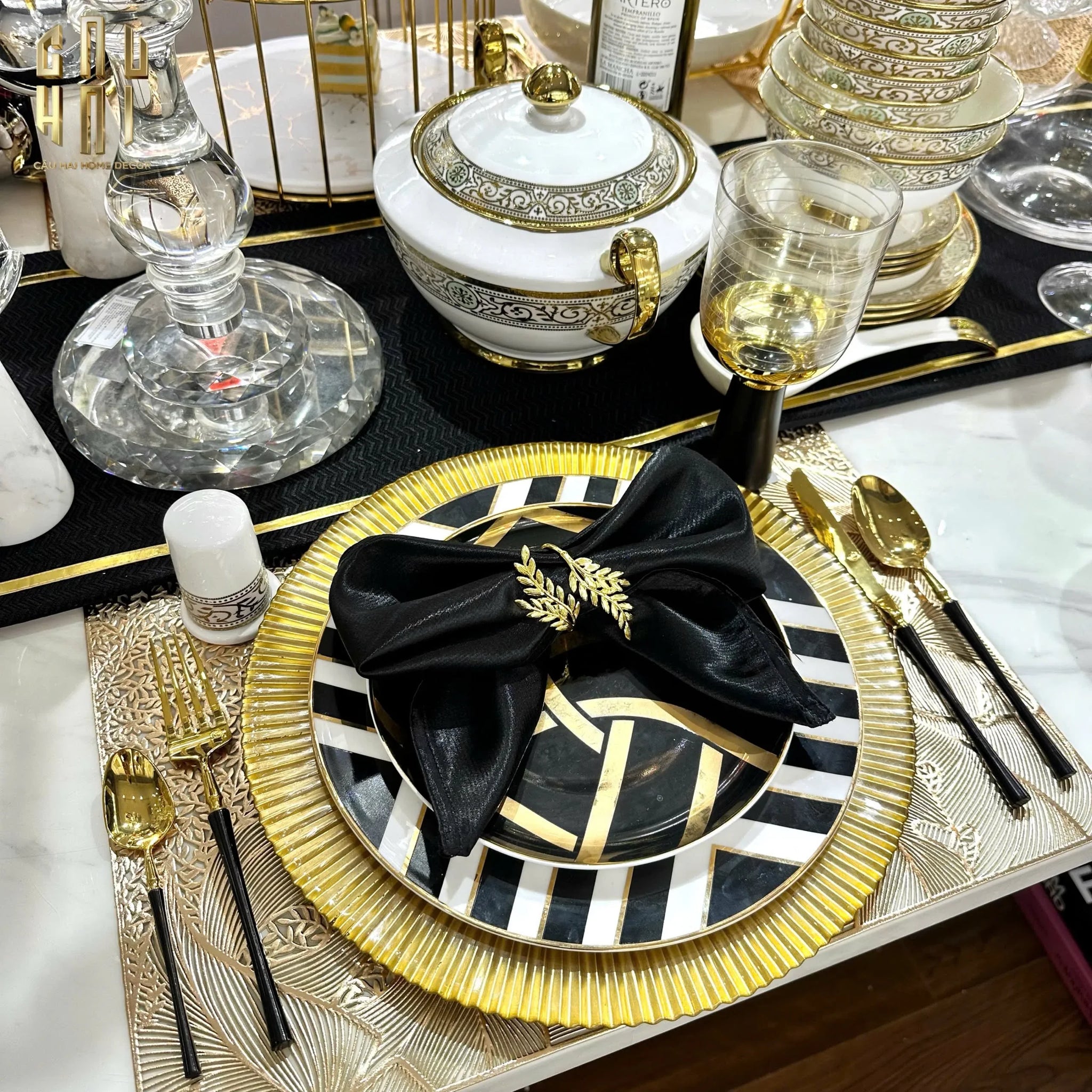 Khăn Ăn - Silk Napkin Black Royal-CẬU HAI HOME DECOR
