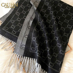 Khăn Cashmere Couture Noir Héritage GG 180x65-KHĂN CHOÀNG-CẬU HAI HOME DECOR
