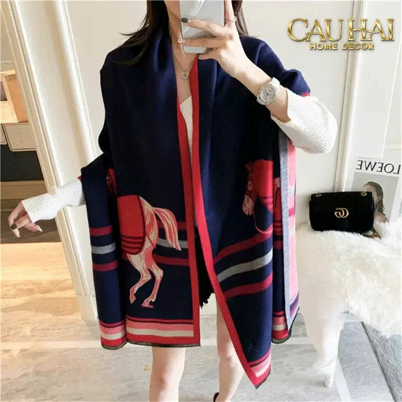Khăn Cashmere Rouge Couture Cavalier Midnight 70x180-TƯỢNG TRANG TRÍ-CẬU HAI HOME DECOR