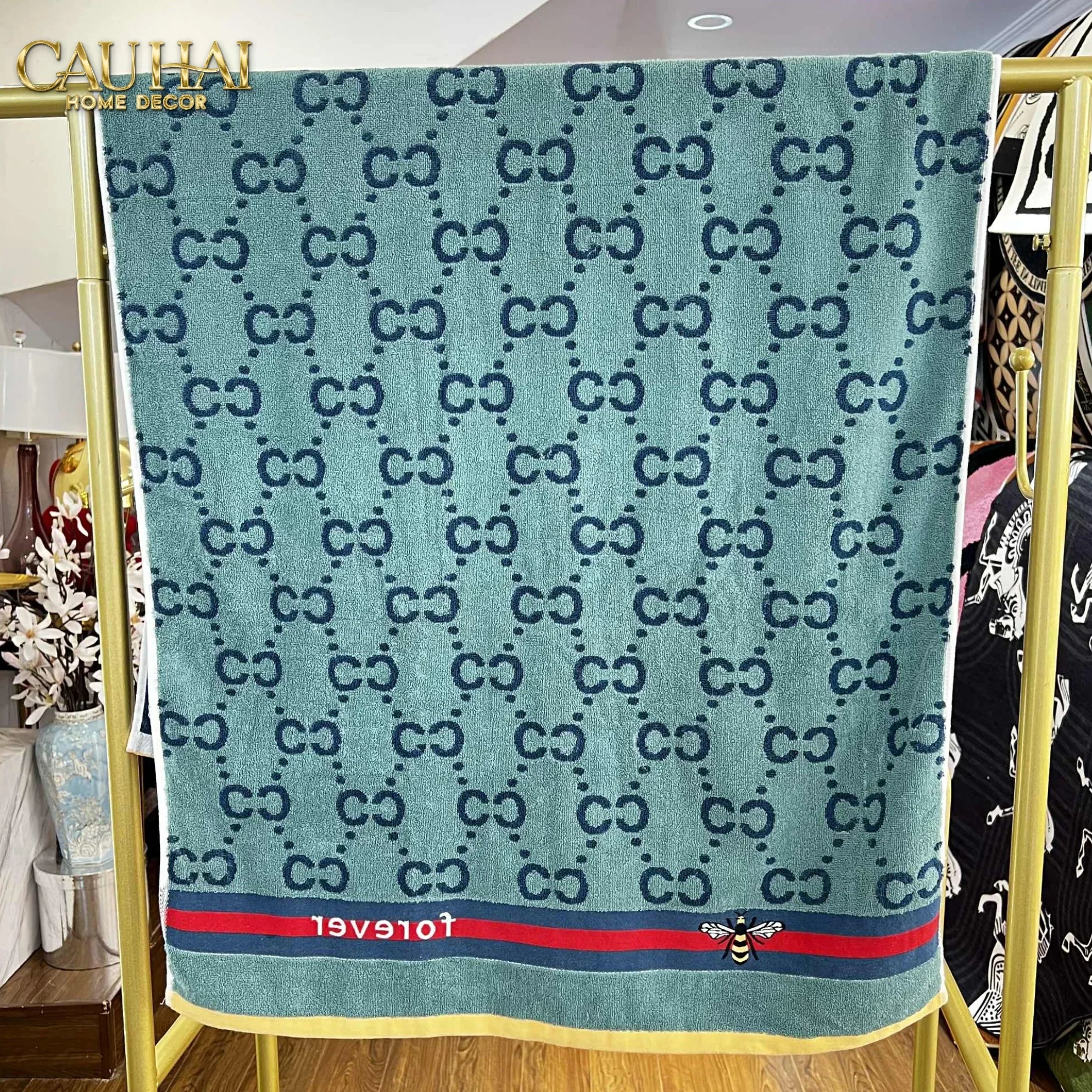 Khăn Tắm 70X140 Verte - Cobalt Navy Gg Bath Towel-CẬU HAI HOME DECOR