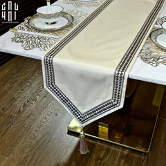 Khăn Trải Bàn - Cataleya Imperial Floral Beige Luxury Embroidered Silk Table Runner-KHĂN TRẢI BÀN-CẬU HAI HOME DECOR