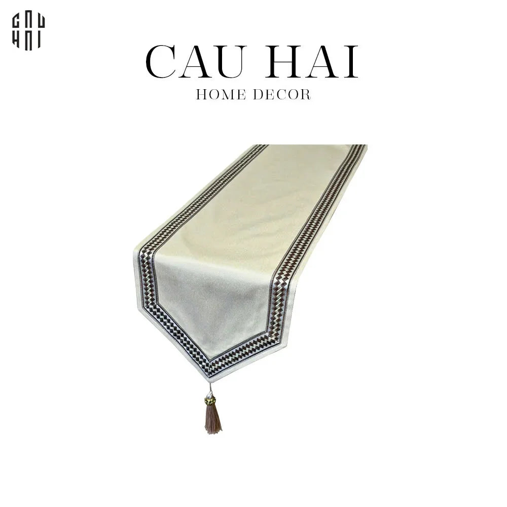 Khăn Trải Bàn - Cataleya Imperial Floral Beige Luxury Embroidered Silk Table Runner-KHĂN TRẢI BÀN-CẬU HAI HOME DECOR