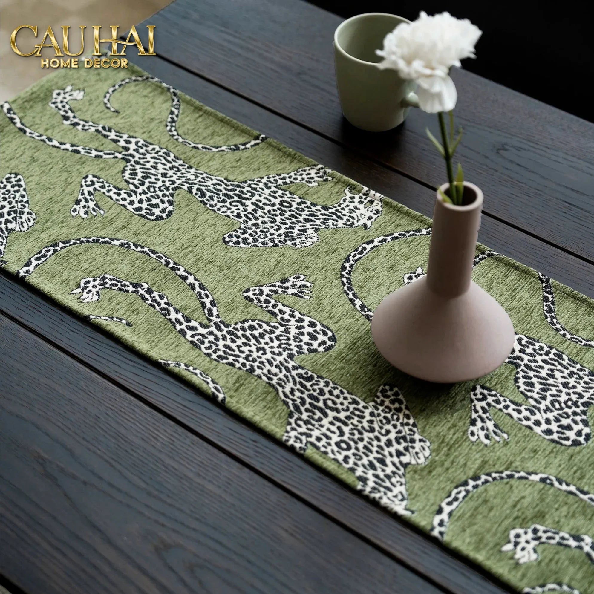 Khăn Trải Bàn - Jarguar Émeraude Sauvage Table Runner 30X240-KHĂN TRẢI BÀN-CẬU HAI HOME DECOR