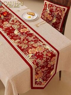 Khăn Trải Bàn Nhung - Floral Rouge Table Runner 3M6-KHĂN TRẢI BÀN-CẬU HAI HOME DECOR