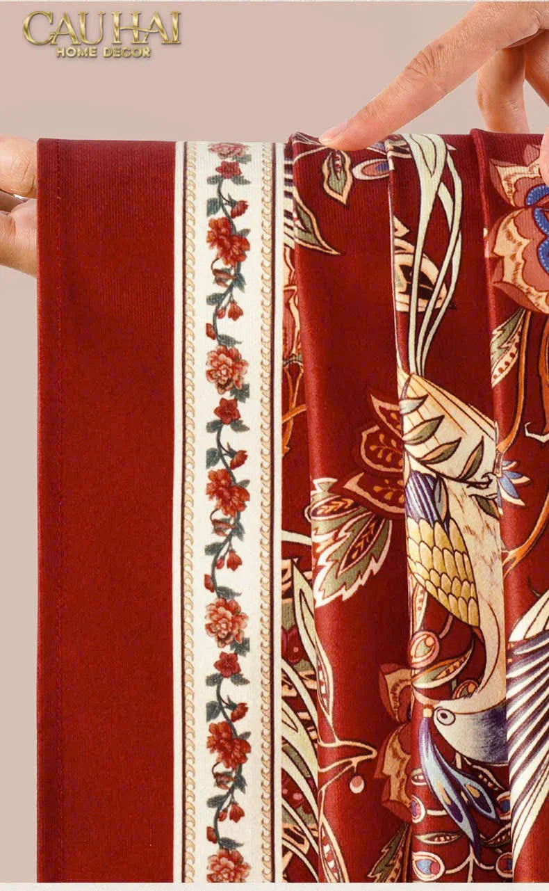 Khăn Trải Bàn Nhung - Floral Rouge Table Runner 3M6-KHĂN TRẢI BÀN-CẬU HAI HOME DECOR