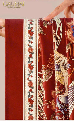 Khăn Trải Bàn Nhung - Floral Rouge Table Runner 3M6-KHĂN TRẢI BÀN-CẬU HAI HOME DECOR