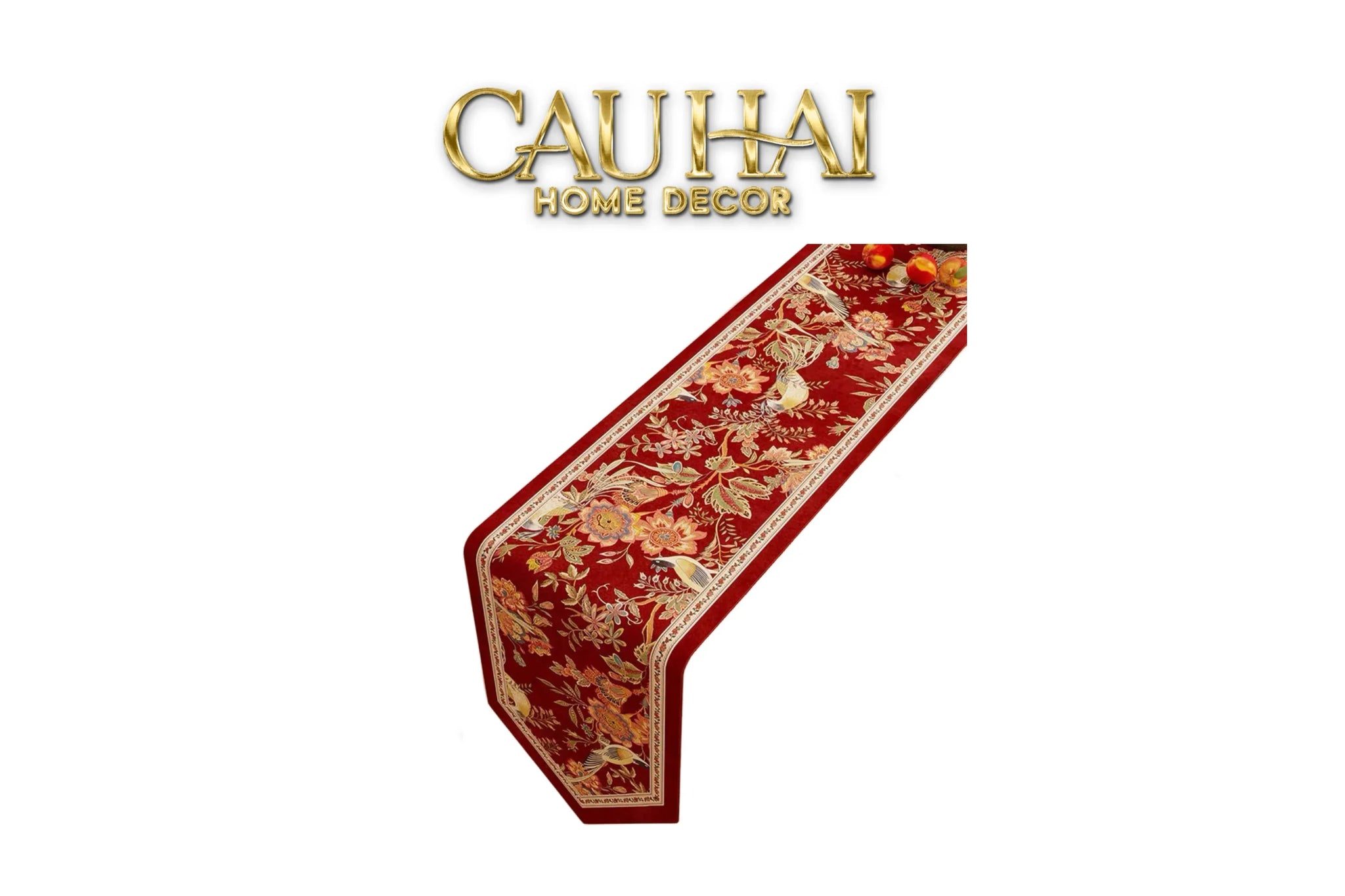 Khăn Trải Bàn Nhung - Floral Rouge Table Runner 3M6-KHĂN TRẢI BÀN-CẬU HAI HOME DECOR