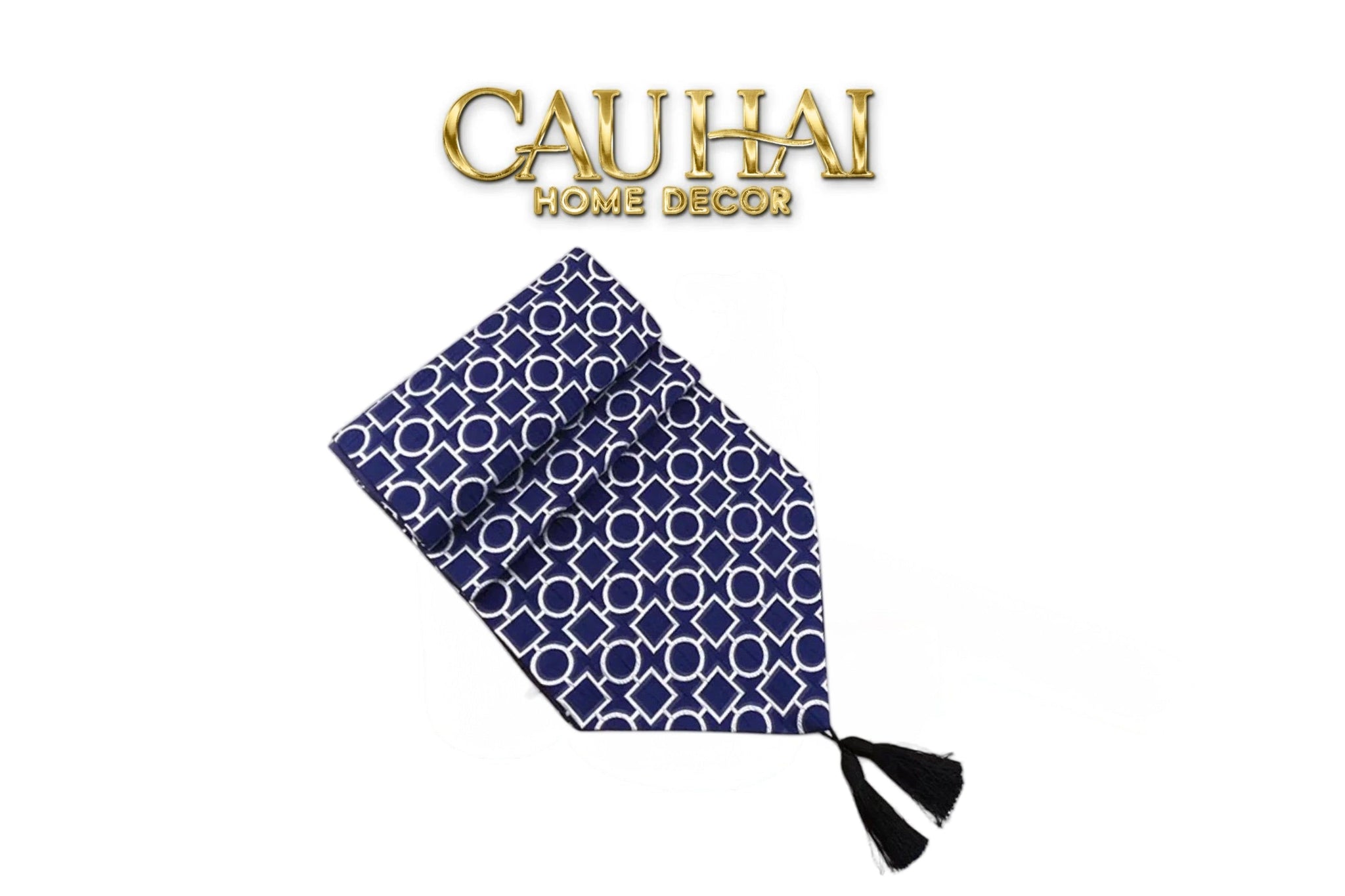 Khăn Trải Bàn - Table Runner Chaîne Atelier Cobalt 32x200-KHĂN TRẢI BÀN-CẬU HAI HOME DECOR