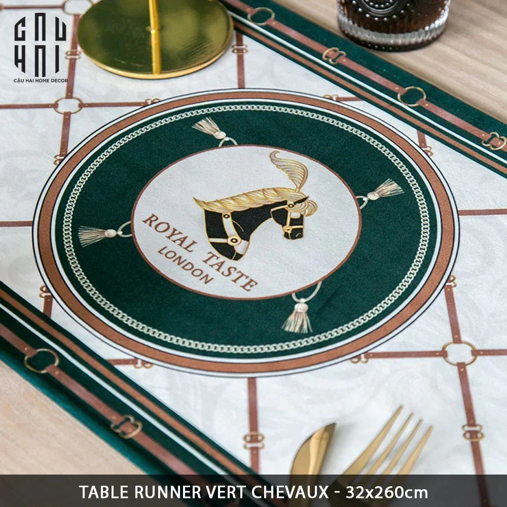 Khăn Trải Bàn Vert Chevaux 2M6 Velvet Table Runner-KHĂN TRẢI BÀN-CẬU HAI HOME DECOR