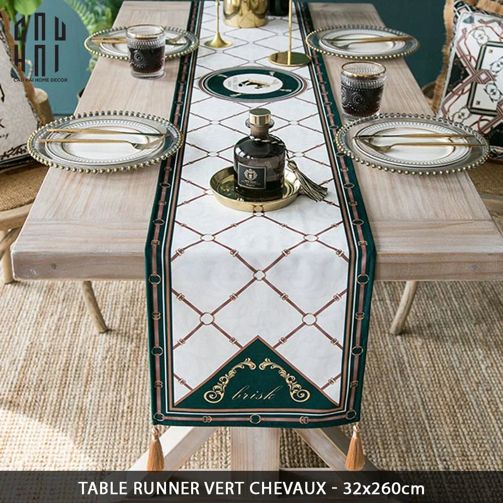 Khăn Trải Bàn Vert Chevaux 2M6 Velvet Table Runner-KHĂN TRẢI BÀN-CẬU HAI HOME DECOR