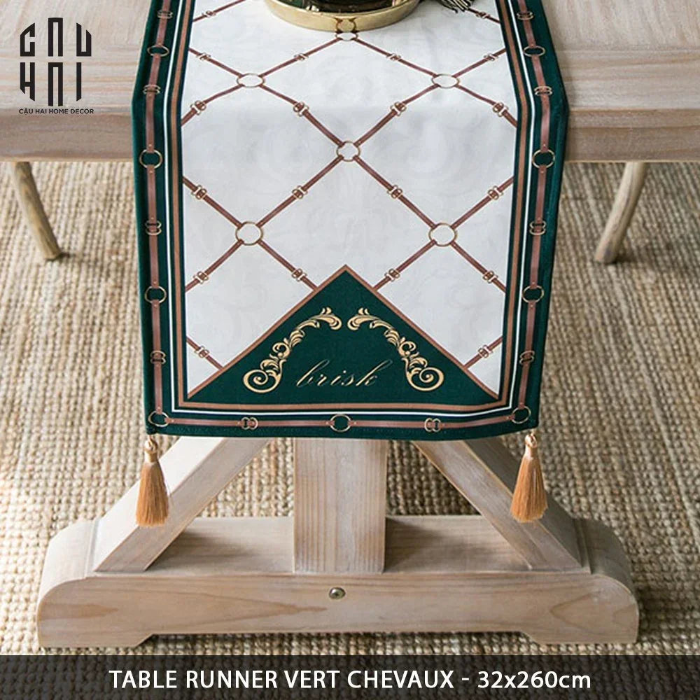 Khăn Trải Bàn Vert Chevaux 2M6 Velvet Table Runner-KHĂN TRẢI BÀN-CẬU HAI HOME DECOR