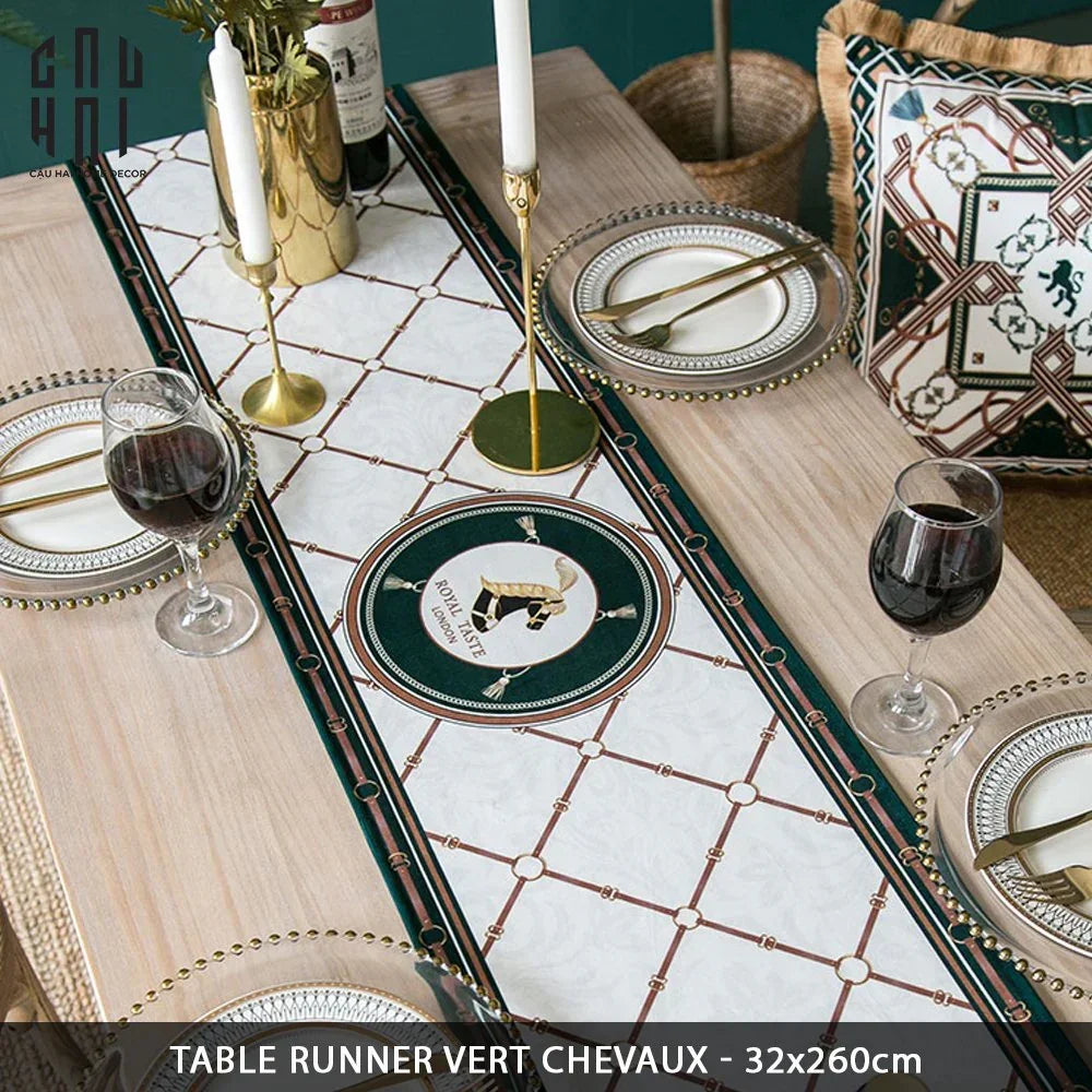 Khăn Trải Bàn Vert Chevaux 2M6 Velvet Table Runner-KHĂN TRẢI BÀN-CẬU HAI HOME DECOR