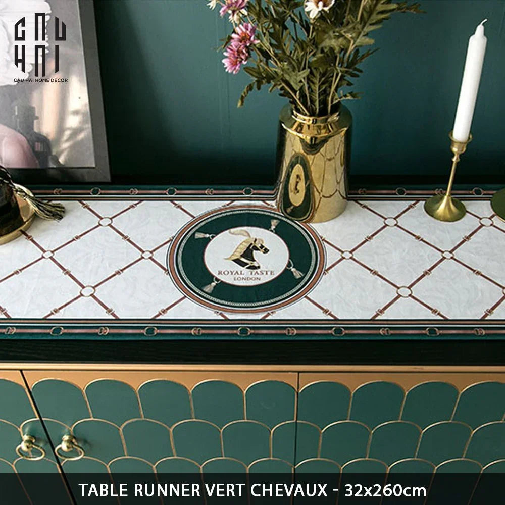 Khăn Trải Bàn Vert Chevaux 2M6 Velvet Table Runner-KHĂN TRẢI BÀN-CẬU HAI HOME DECOR