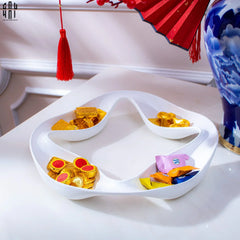 Khay 4 Mùa Quatre Saisons Porcelaine Blanche Plateau-KHAY TRANG TRÍ-CẬU HAI HOME DECOR