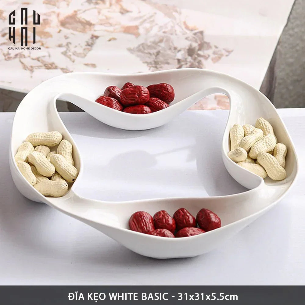 Khay 4 Mùa Quatre Saisons Porcelaine Blanche Plateau-KHAY TRANG TRÍ-CẬU HAI HOME DECOR