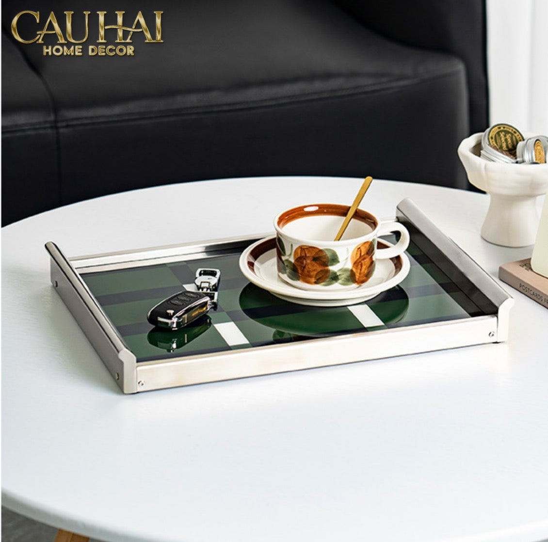 Khay Chữ Nhật Mặt Acrylic Emerald Geometry Rectangular Decorative Trays 25.8x37.2x4.3-KHAY TRANG TRÍ-CẬU HAI HOME DECOR-CẬU HAI HOME DECOR