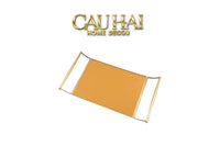 Khay Da Chữ Nhật 2 Tay Cầm - Curves Handles Orange Leather Linea Dorée Tray 53x30cm-CẬU HAI HOME DECOR