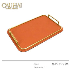 Khay Da Chữ Nhật Atelier Burnt-O Leather Rectangular Tray 49x35cm-CẬU HAI HOME DECOR