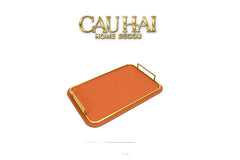 Khay Da Chữ Nhật Atelier Burnt-O Leather Rectangular Tray 49x35cm-CẬU HAI HOME DECOR