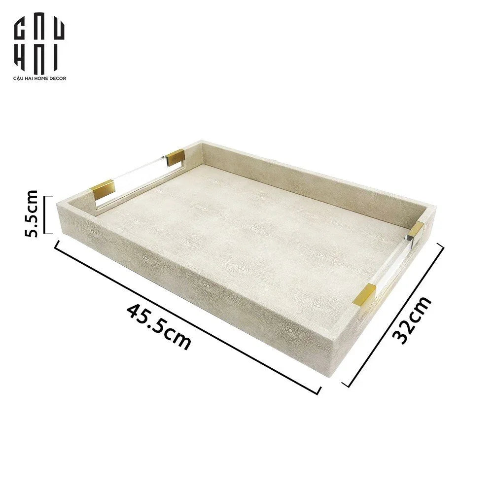 Khay Da Chữ Nhật Brooklyn Grande Lux D'Ivoire Leather Decorative Trays 32x45.5x5.5-KHAY TRANG TRÍ-CẬU HAI HOME DECOR