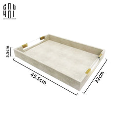 Khay Da Chữ Nhật Brooklyn Grande Lux D'Ivoire Leather Decorative Trays 32x45.5x5.5-KHAY TRANG TRÍ-CẬU HAI HOME DECOR