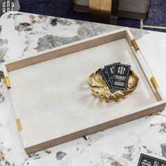 Khay Da Chữ Nhật Brooklyn Grande Lux D'Ivoire Leather Decorative Trays 32x45.5x5.5-KHAY TRANG TRÍ-CẬU HAI HOME DECOR