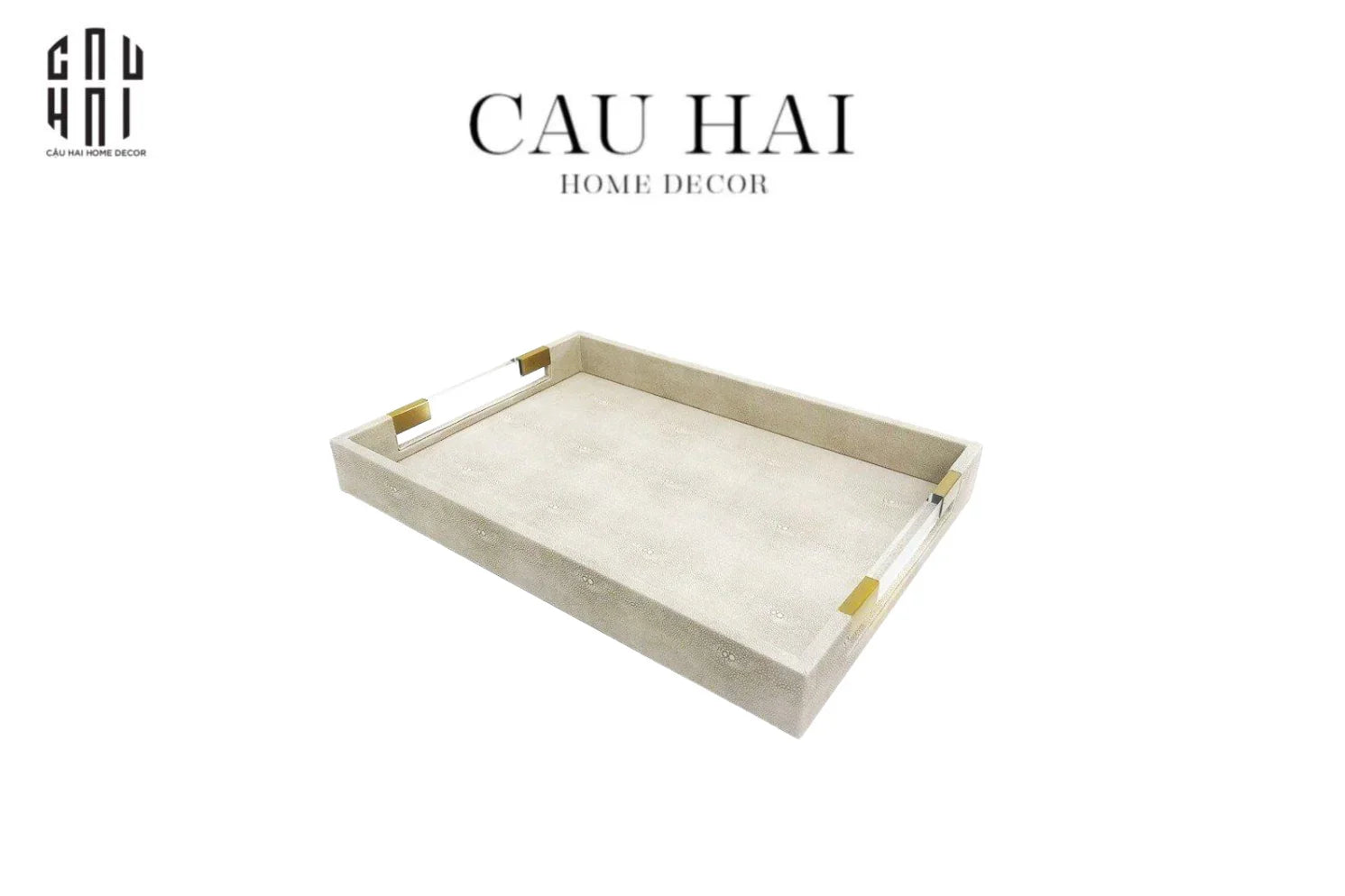 Khay Da Chữ Nhật Brooklyn Grande Lux D'Ivoire Leather Decorative Trays 32x45.5x5.5-KHAY TRANG TRÍ-CẬU HAI HOME DECOR