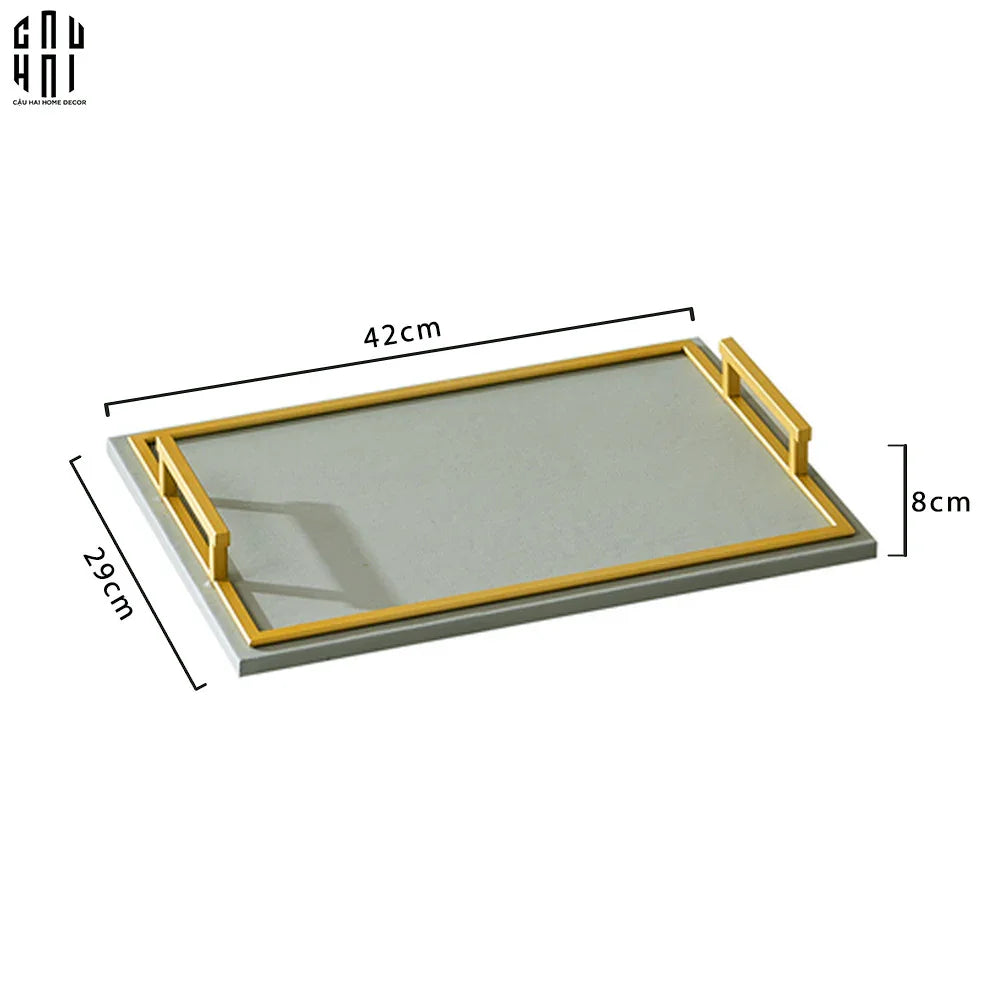 Khay Da Chữ Nhật Greyson Refined Glaze Gris Leather Decorative Trays 29x42-KHAY TRANG TRÍ-CẬU HAI HOME DECOR